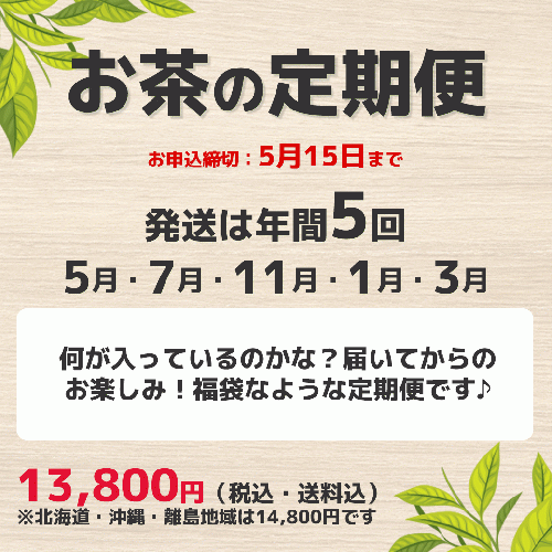 予約受付中【受付は5月15日まで】お茶の定期便(年間)(北海道・沖縄・離島の方向け商品)