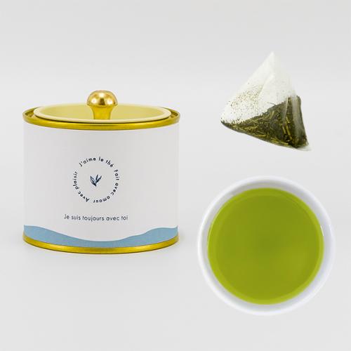 【新茶ティーバッグ】フレンチ缶(マリーアントワネットブルー)山一棒茶ティーバッグ